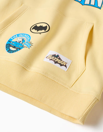 Sudadera perchada con capucha y estampado Batman para niño, amarillo