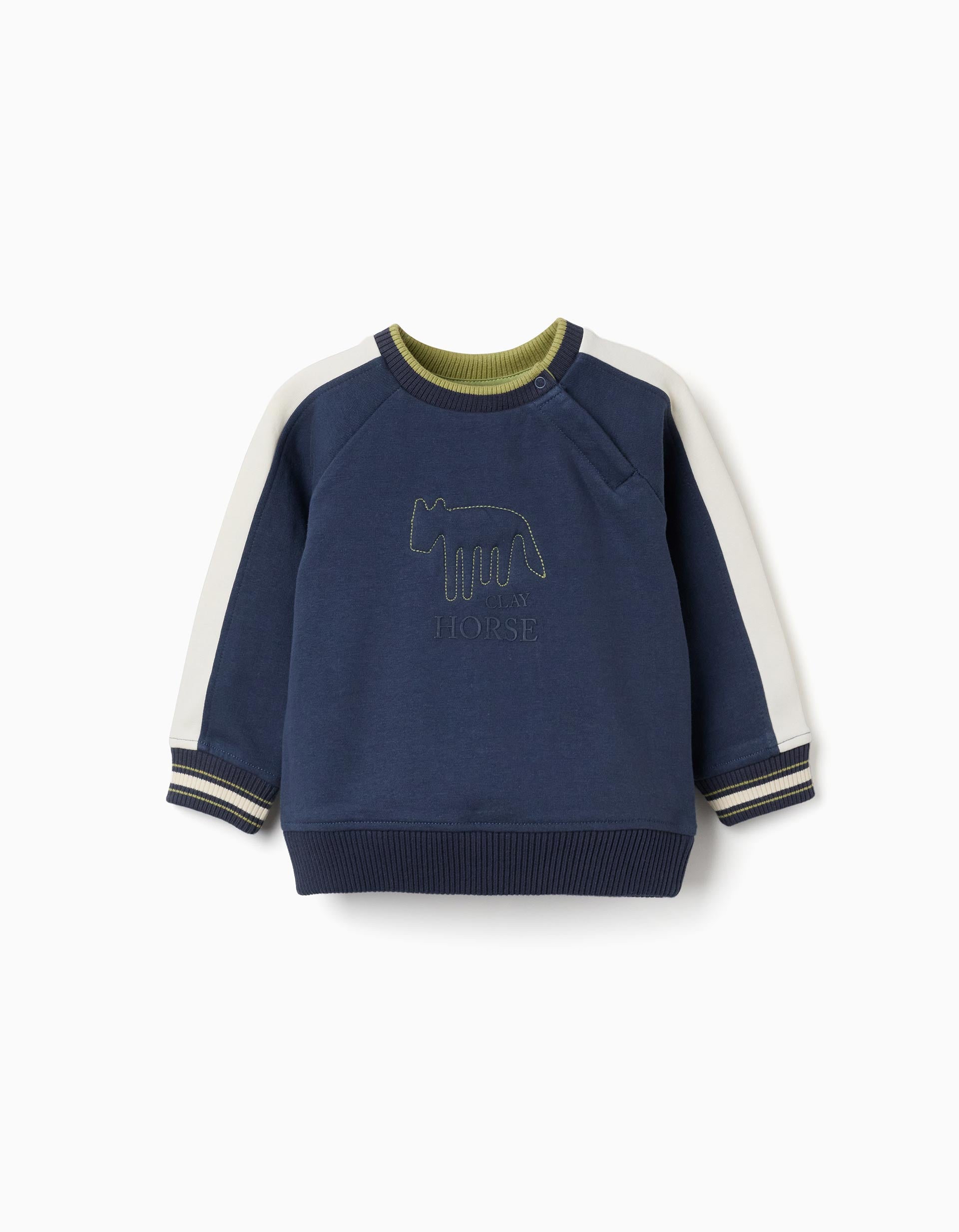 Sweat cardada com estampado Clay Horse para bebé menino, azul-marinho