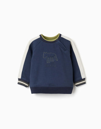 Sweat cardada com estampado Clay Horse para bebé menino, azul-marinho
