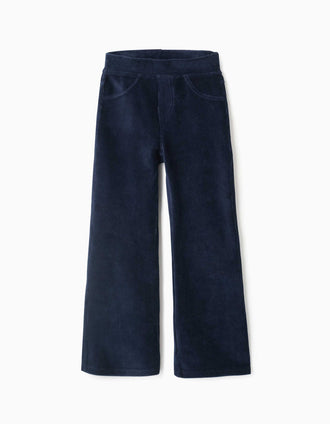 Corduroy leggings, flare fit, pockets, elastic waist, dark color