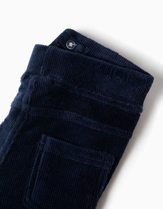 Corduroy leggings, flare fit, pockets, elastic waist, dark color