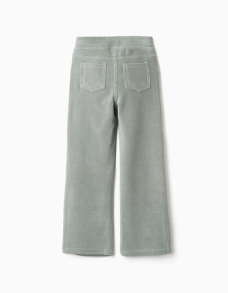 Flared corduroy leggings with elastic waist for girls, light green