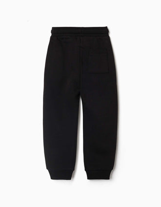 Fleece joggers with drawstring and pockets for boys, black