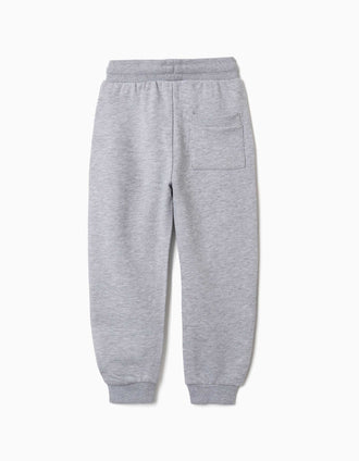 Fleece joggers with drawstring and pockets for boys, light grey