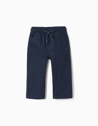 Pantalon ajusté en sergé avec cordon pour bébé garçon, bleu marine