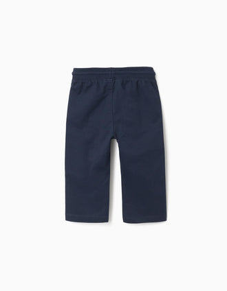Pantalon ajusté en sergé avec cordon pour bébé garçon, bleu marine