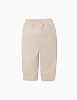 Pantalon ajusté en sergé avec cordon pour bébé garçon, beige clair