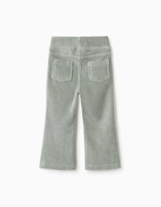 Corduroy jeggings for girls, flared, adjustable waist, light green