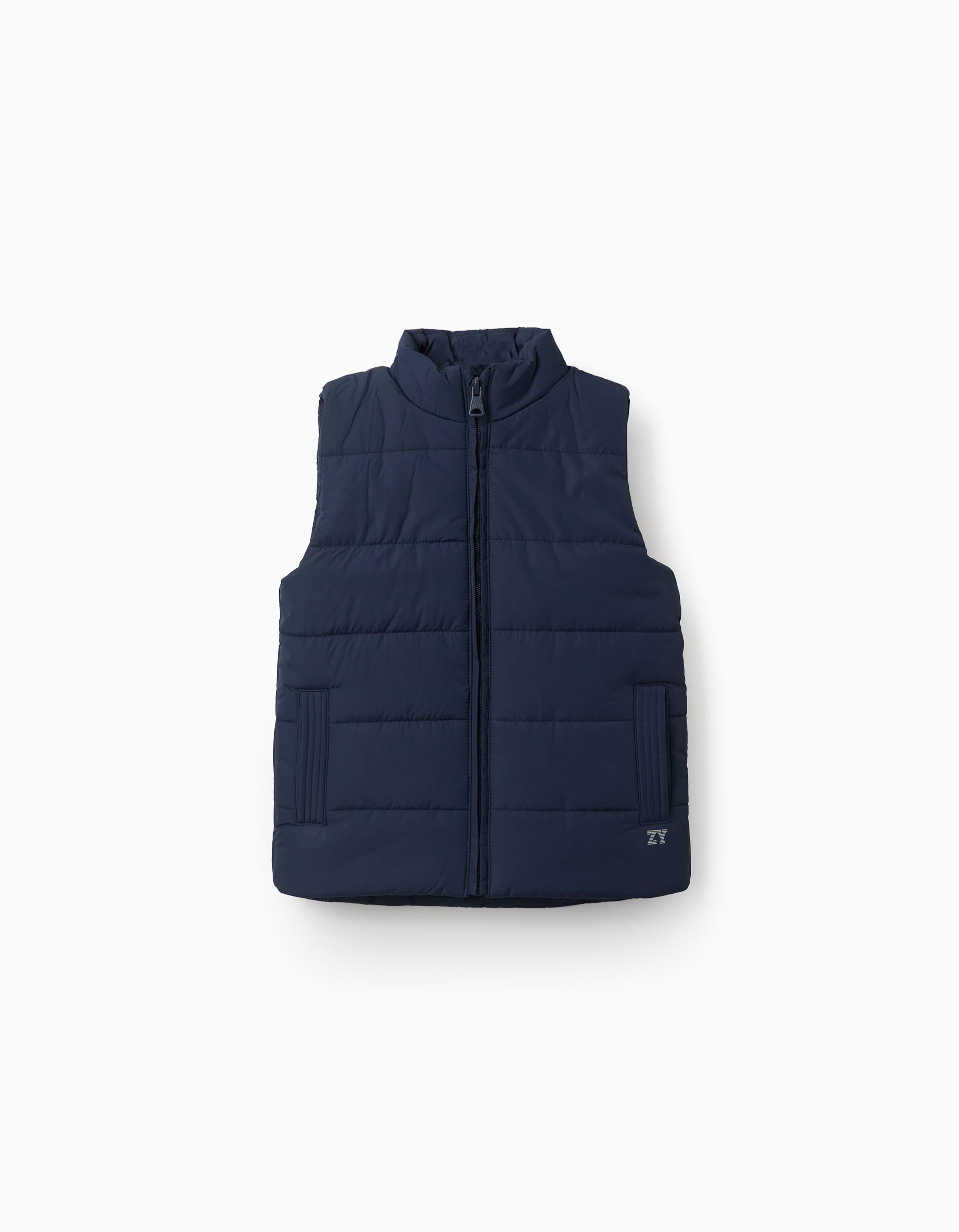 Doudoune sans manches avec doublure en polaire pour garçon, bleu marine