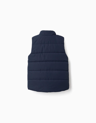 Doudoune sans manches avec doublure en polaire pour garçon, bleu marine