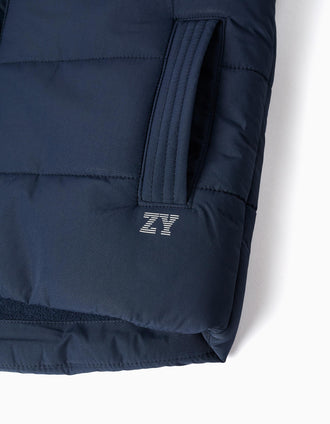 Doudoune sans manches avec doublure en polaire pour garçon, bleu marine