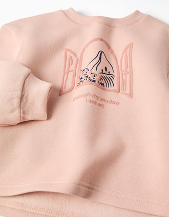 Ensemble de jogging en coton peigné à imprimé art pour fille, rose/bleu