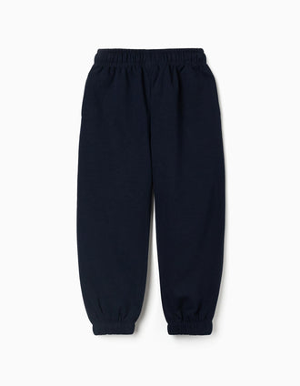 Pantalon de jogging en molleton avec cordon pour fille, bleu foncé
