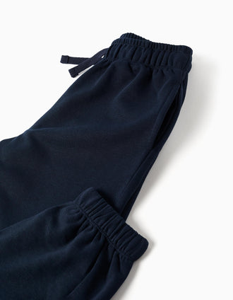 Pantalon de jogging en molleton avec cordon pour fille, bleu foncé