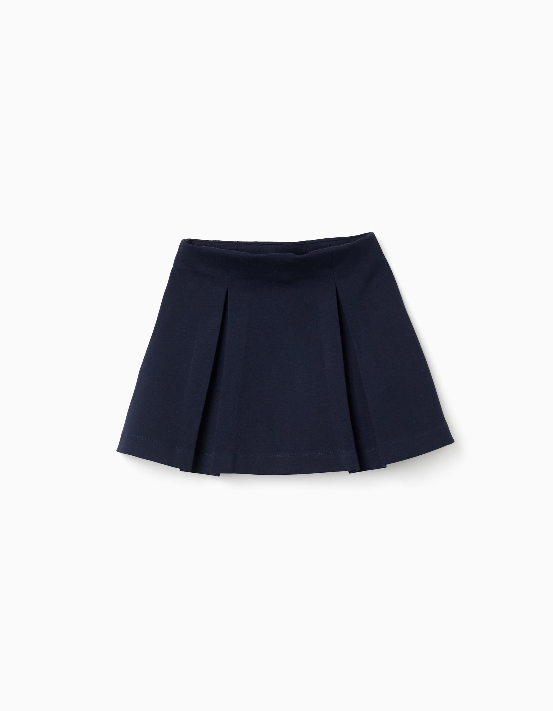 Jupe en ponte de Roma avec plis pour fille, bleu marine