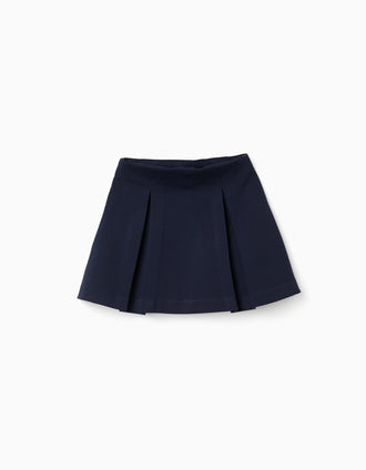 Jupe en ponte de Roma avec plis pour fille, bleu marine