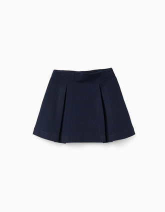 Jupe en ponte de Roma avec plis pour fille, bleu marine