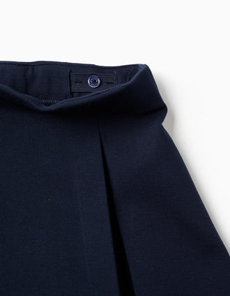 Jupe en ponte de Roma avec plis pour fille, bleu marine