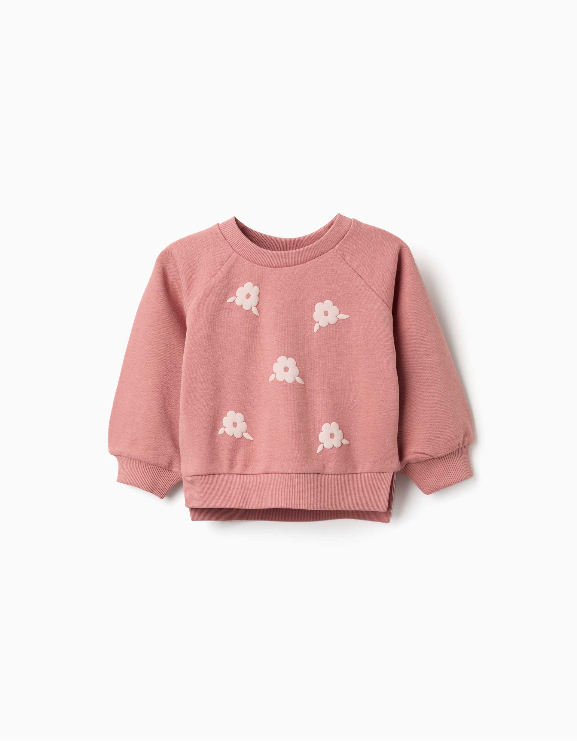 Sweat avec imprimé floral en relief pour bébé fille, rose