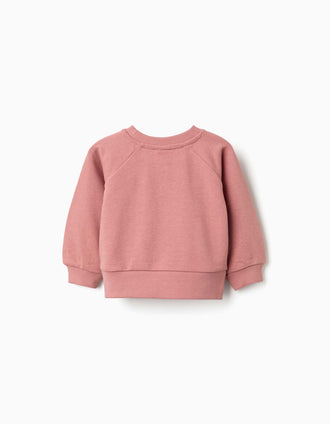 Sweat avec imprimé floral en relief pour bébé fille, rose