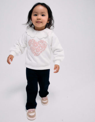 Sweatshirt with floral embossed print for baby girls, white/pink