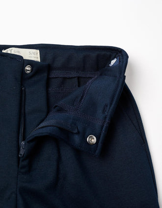 Pantalon à jambe large en maille interlock pour fille, bleu marine
