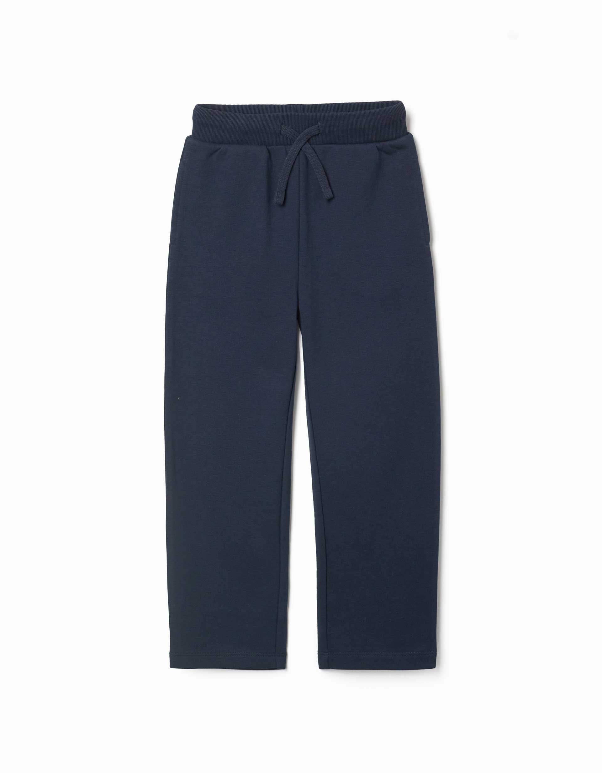 Pantalón de felpa con cordón y bolsillos para niña, azul marino