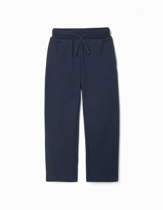 Pantalón de felpa con cordón y bolsillos para niña, azul marino