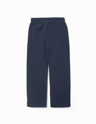 Pantalón de felpa con cordón y bolsillos para niña, azul marino