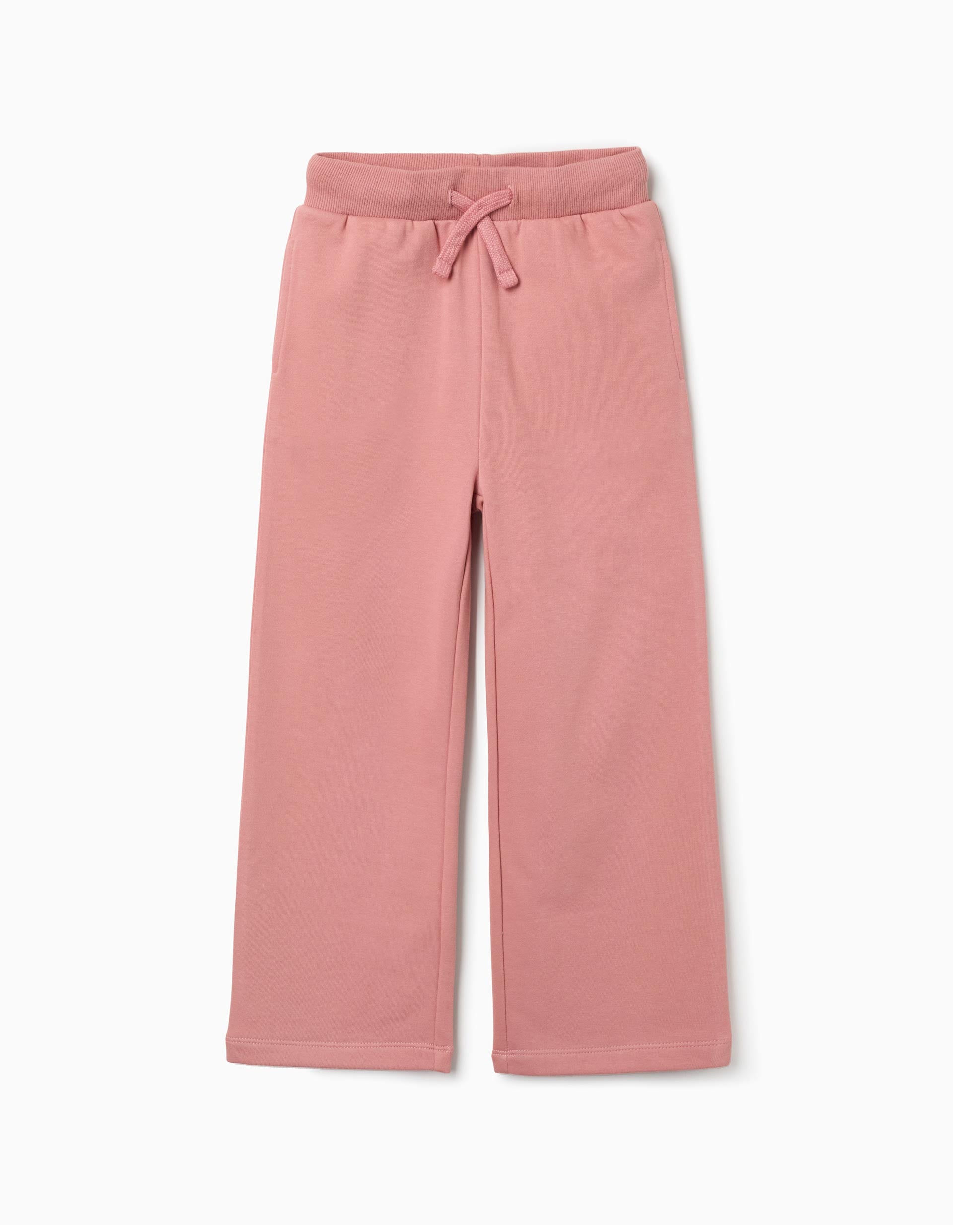 Pantalón de felpa con cordón y bolsillos para niña, rosa empolvado