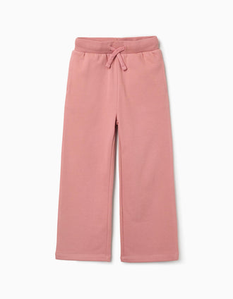 Pantalón de felpa con cordón y bolsillos para niña, rosa empolvado
