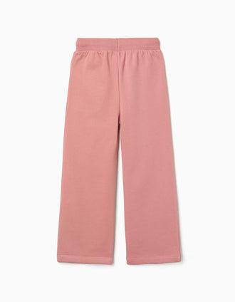Pantalón de felpa con cordón y bolsillos para niña, rosa empolvado