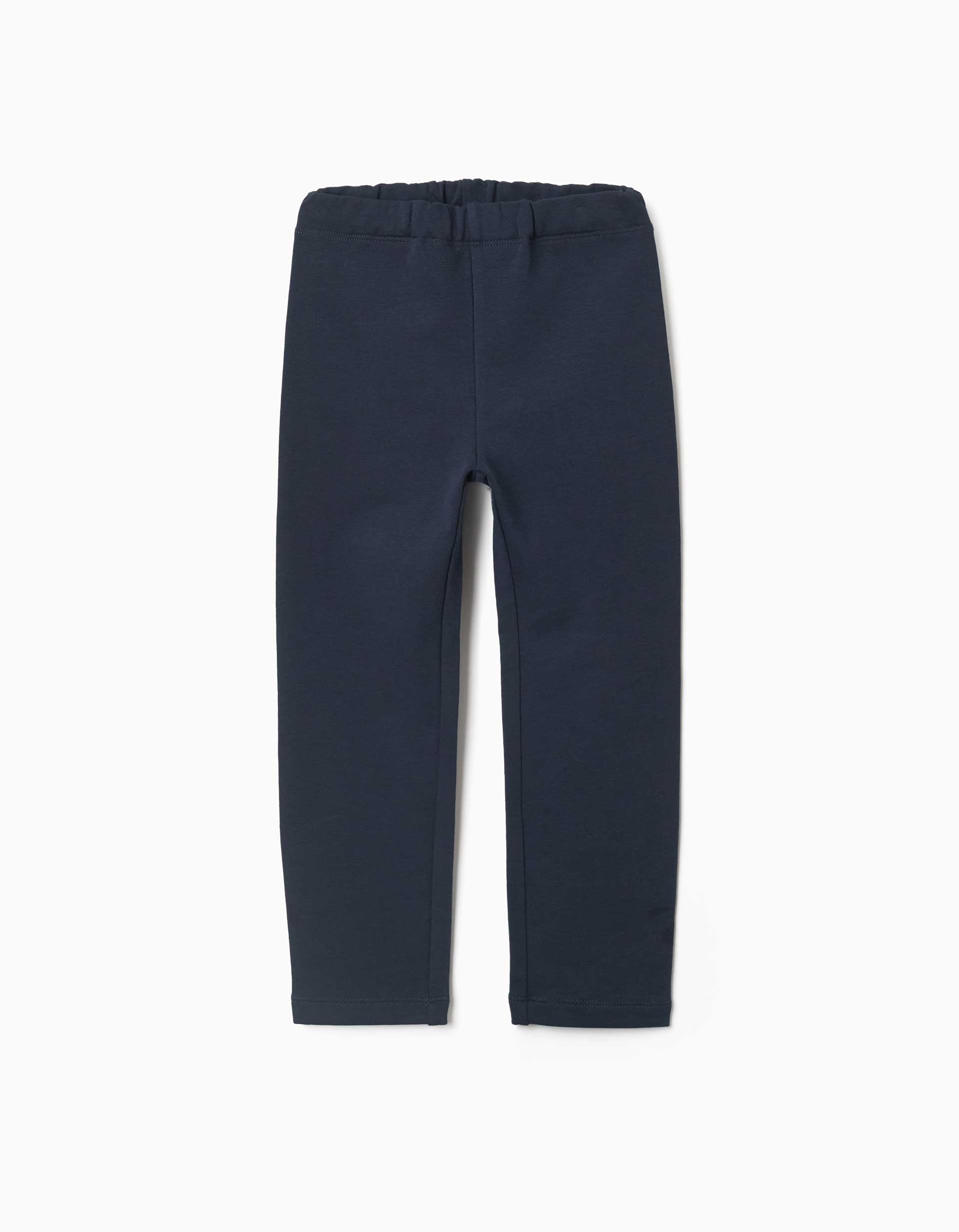 Leggings skinny cardadas para menina, azul-marinho