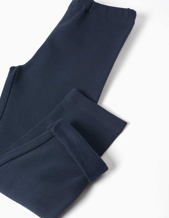 Leggings skinny cardadas para menina, azul-marinho