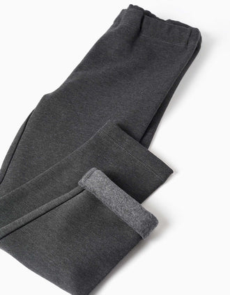 Leggings skinny cardadas para menina, cinza-escuro