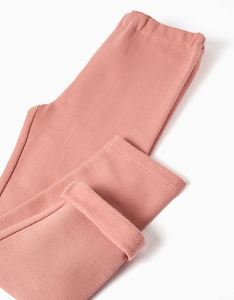 Leggings skinny cardadas para menina, rosa-claro