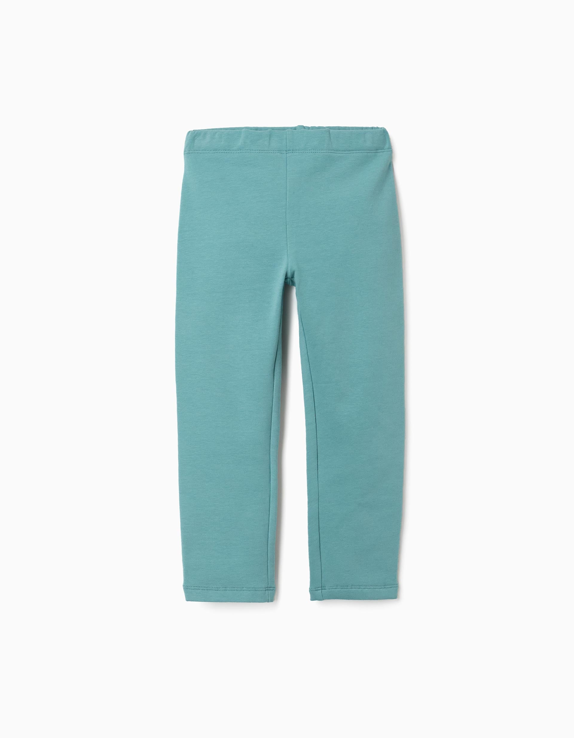 Leggings skinny cardadas para menina, azul-esverdeado