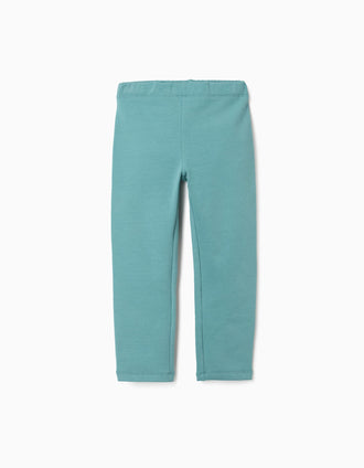 Leggings skinny cardadas para menina, azul-esverdeado