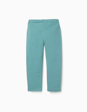Leggings skinny cardadas para menina, azul-esverdeado