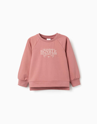 Sweatshirt with embossed print Beaux Arts for girls, dusty rose