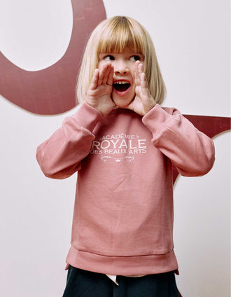 Sweatshirt with embossed print Beaux Arts for girls, dusty rose