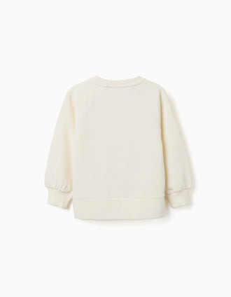 Sweatshirt with embossed print Arts for girls, white/pink