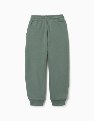 Calças de treino de felpa com bolsos ZY para menino, verde-escuro