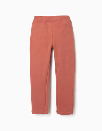 Skinny fit brushed jeggings for girls, terracotta