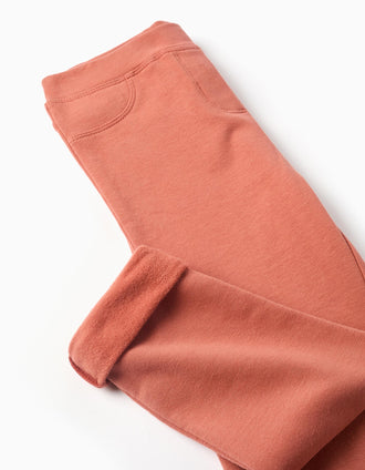 Skinny fit brushed jeggings for girls, terracotta
