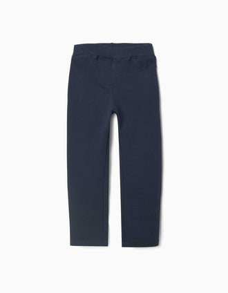 Jeggings skinny cardados para menina, azul-marinho