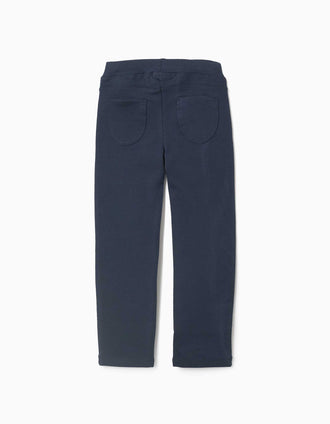 Jeggings skinny cardados para menina, azul-marinho