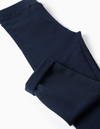 Jeggings skinny cardados para menina, azul-marinho