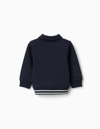 Chaqueta de algodón con bolsillos en el pecho para bebé niño, azul marino