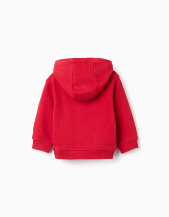 Sweat com capuz e estampado em relevo ZY para bebé menino, vermelho